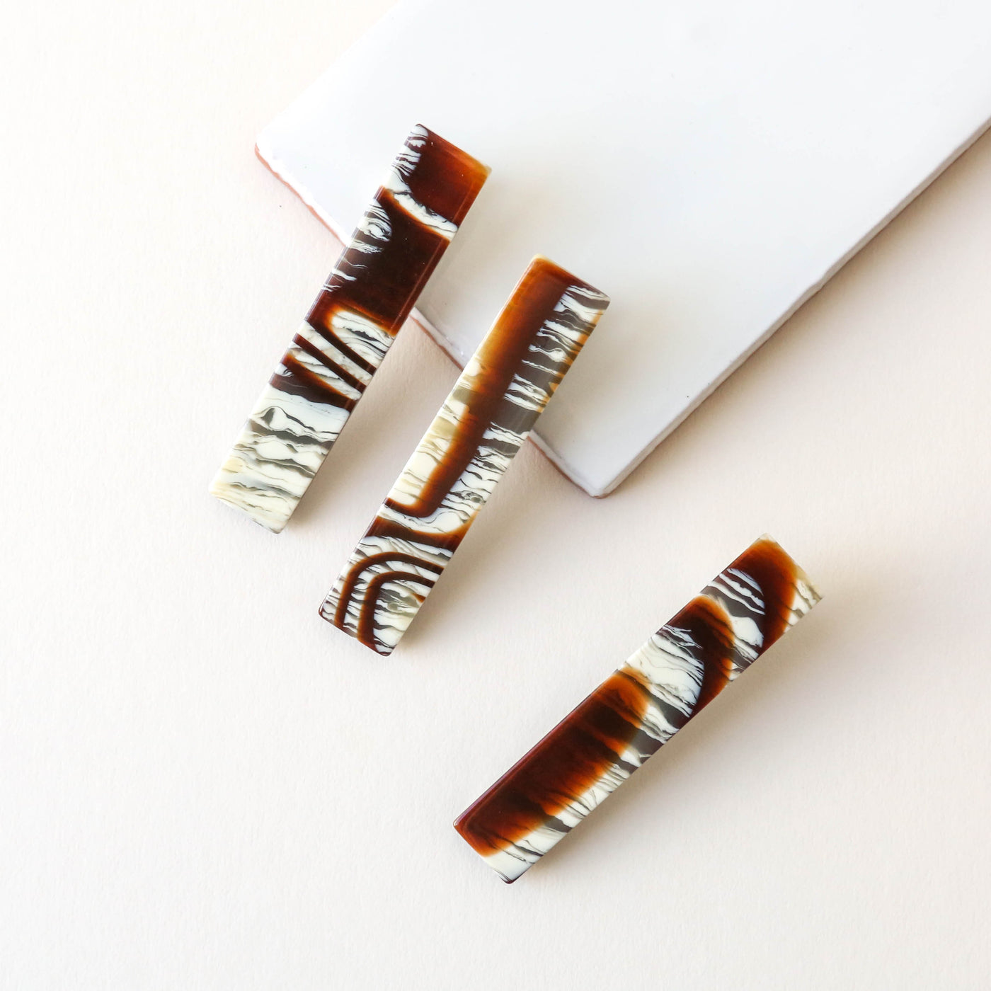 'Flora' Hair Clip Trio in Maple