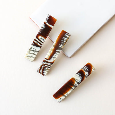 'Flora' Hair Clip Trio in Maple