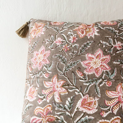 SALE Monsoon Block Printed Cushion Cover - Ash 50cm