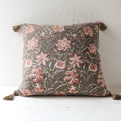 SALE Monsoon Block Printed Cushion Cover - Ash 50cm