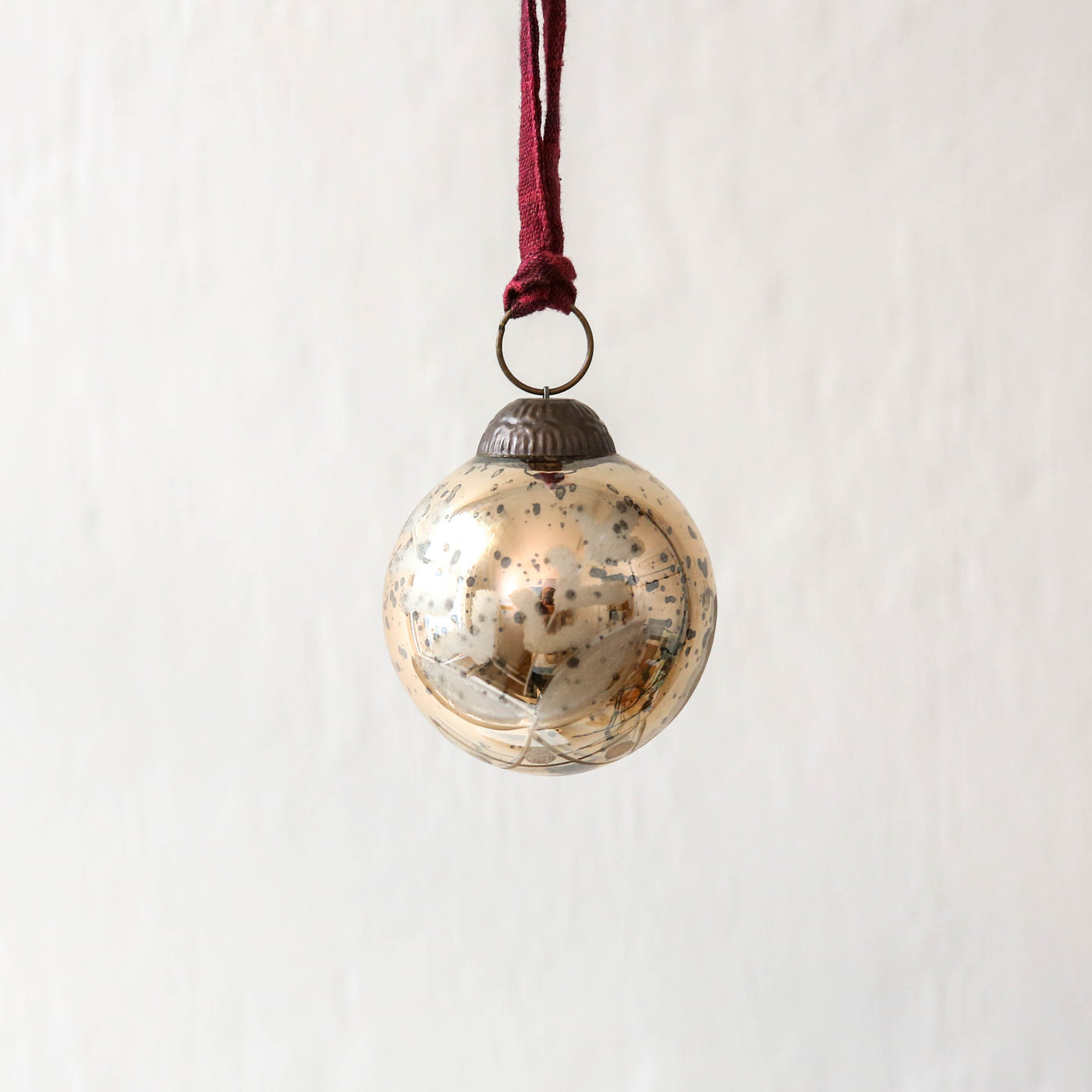 6cm Antique Gold Recycled Glass Bauble