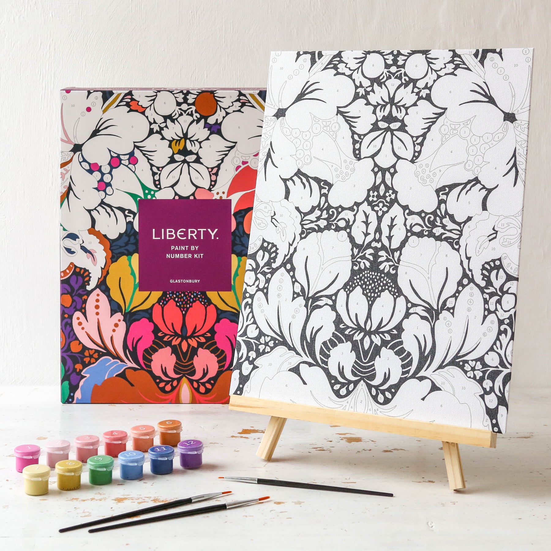 Galison Liberty Glastonbury – DIY Paint by Number Kit with Stunning Floral  Foliage Design for Beginners and Experts Includes Easel Paint and Brushes