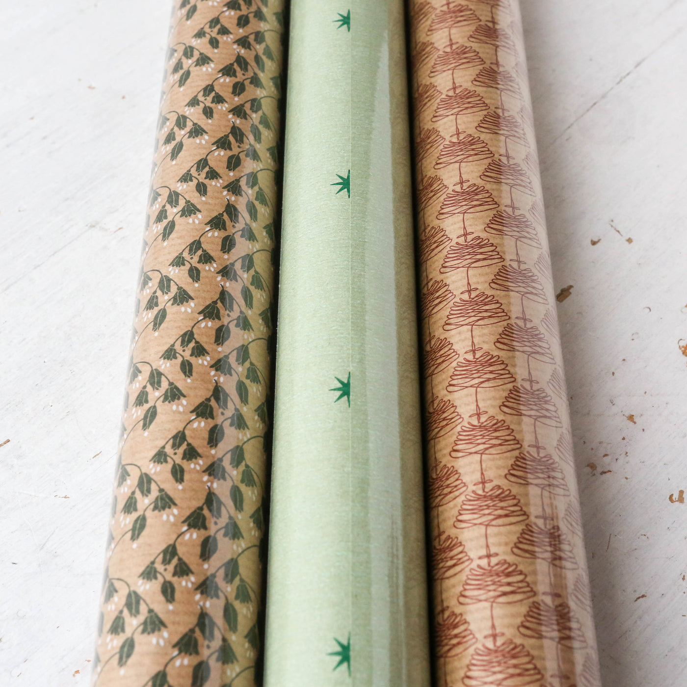 Three Rolls of Christmas Gift Wrap - Multi Patterns