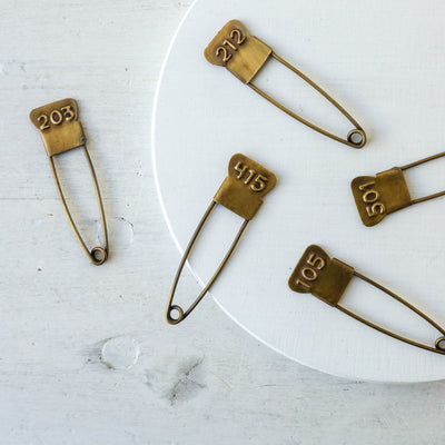 Brass Laundry Pin with Numbers