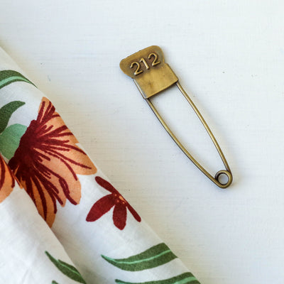 Brass Laundry Pin with Numbers