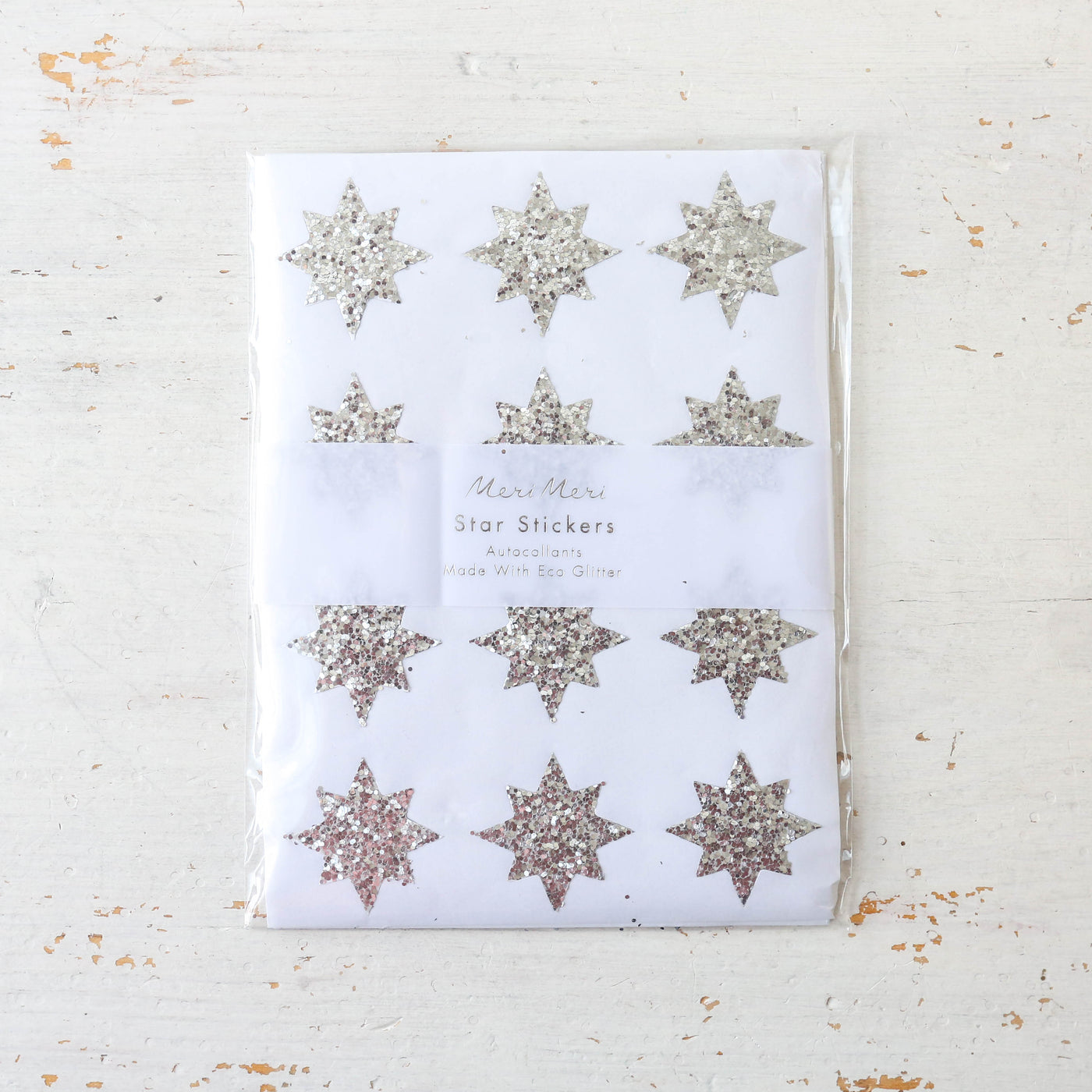 Silver Glitter Star Stickers