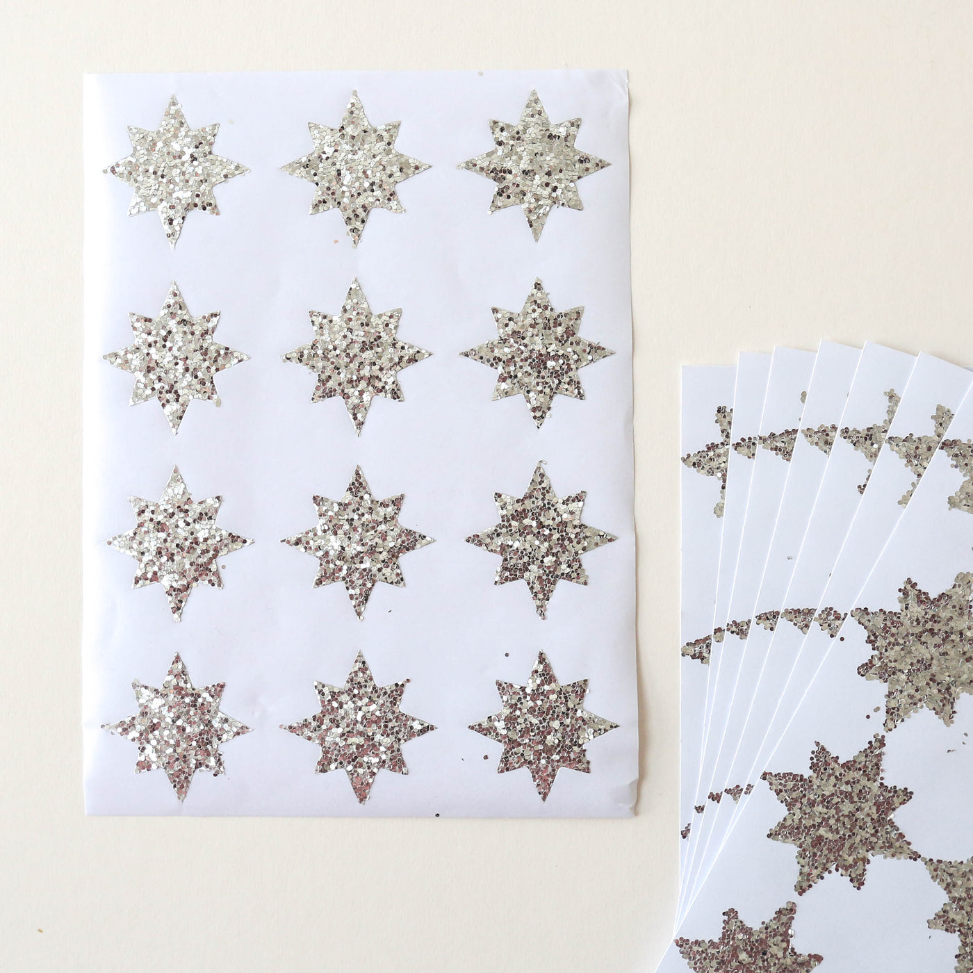 Silver Glitter Star Stickers