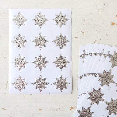 Silver Glitter Star Stickers