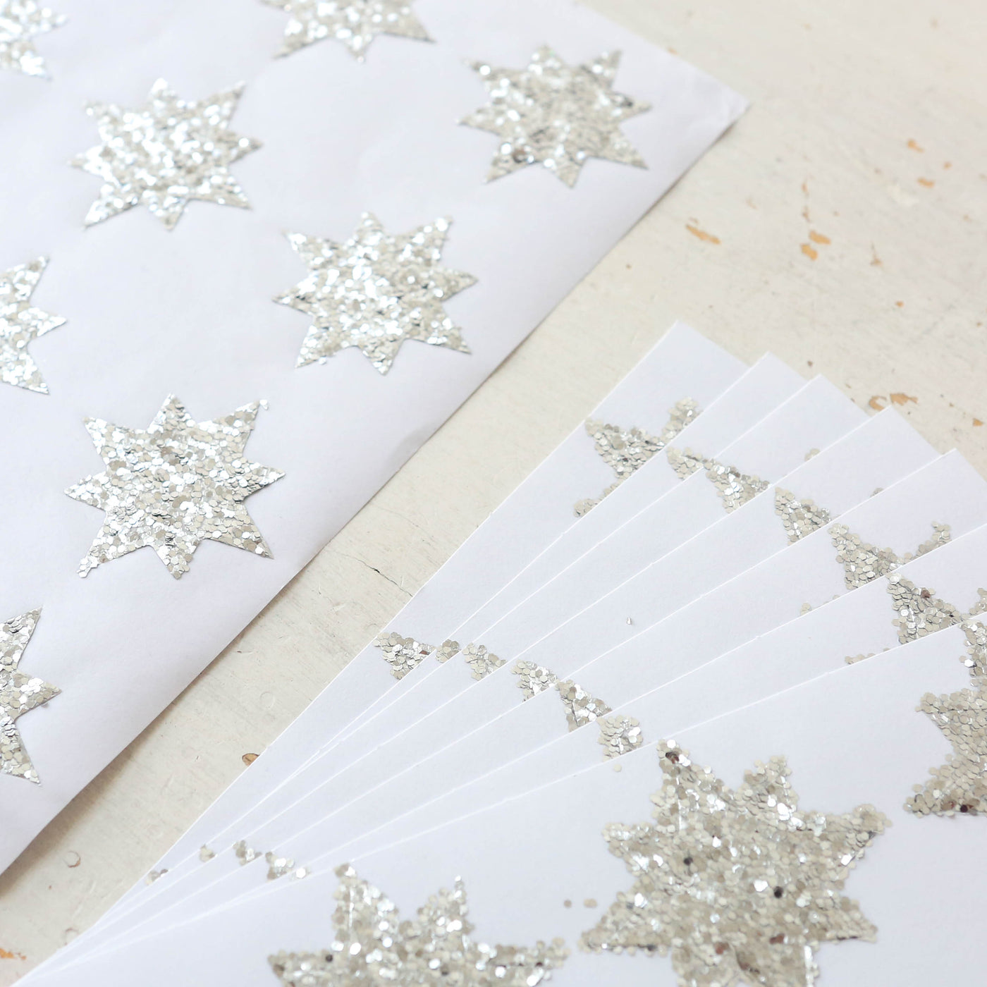 Silver Glitter Star Stickers