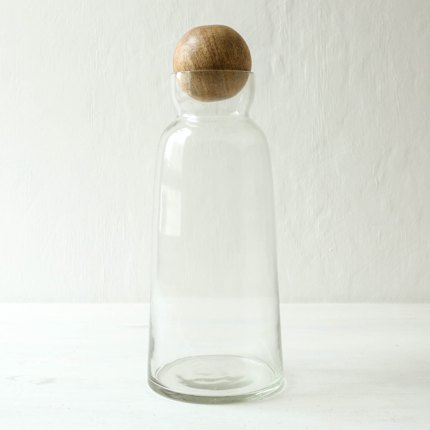 Recycled Glass and Mango Wood Decanter - Tall