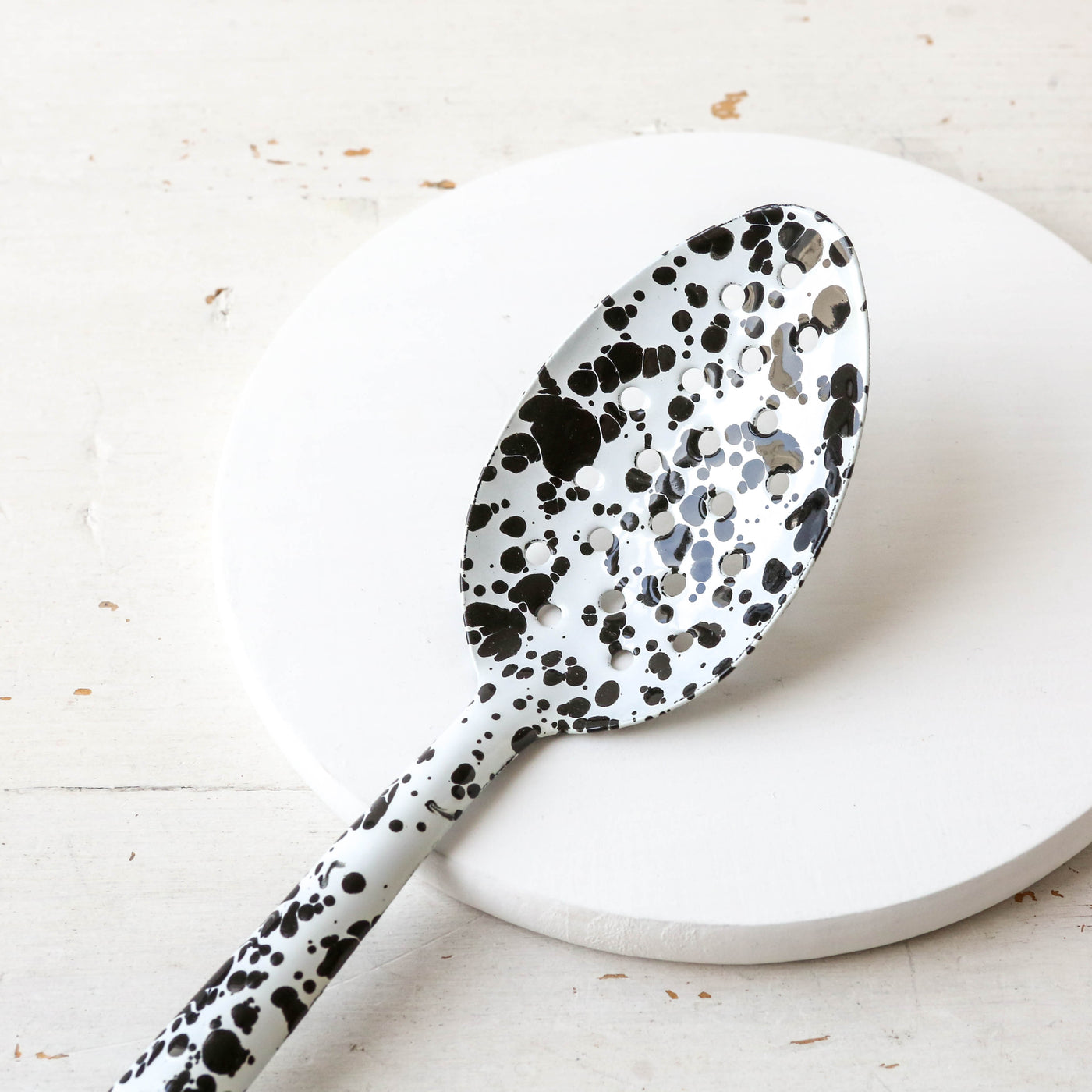 Splatter Enamel Slotted Serving Spoon