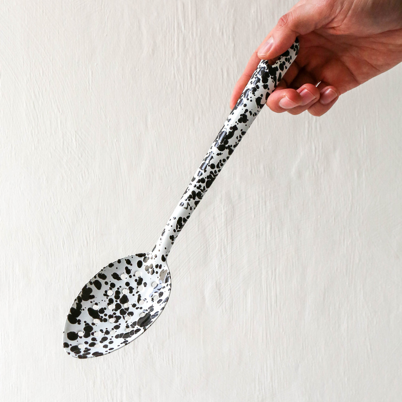 Splatter Enamel Slotted Serving Spoon