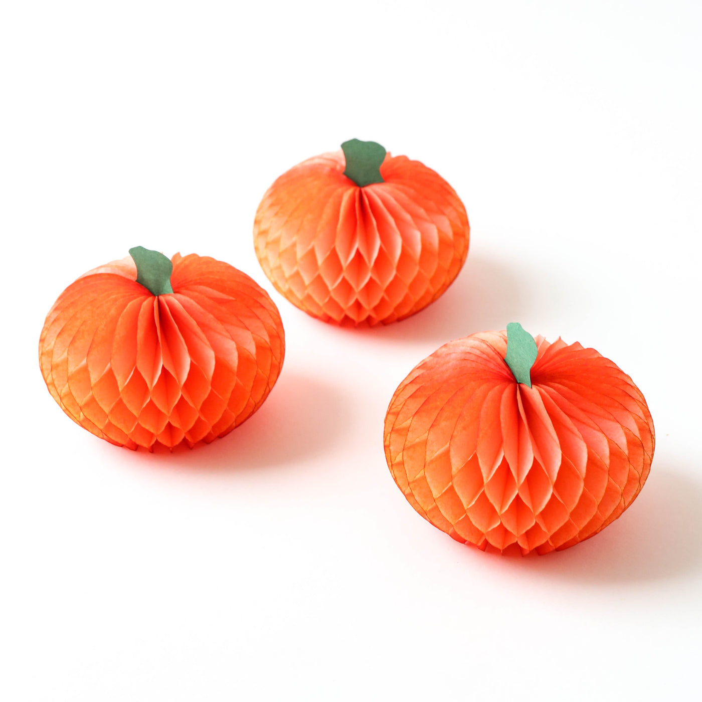 3 Honeycomb Halloween Pumpkins - 10cm