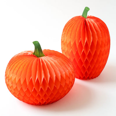 Pair of Honeycomb Halloween Pumpkins