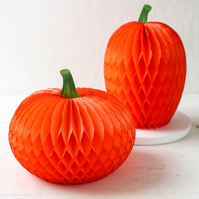 Pair of Honeycomb Halloween Pumpkins
