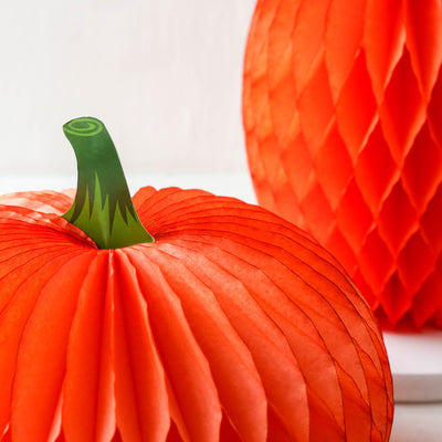Pair of Honeycomb Halloween Pumpkins