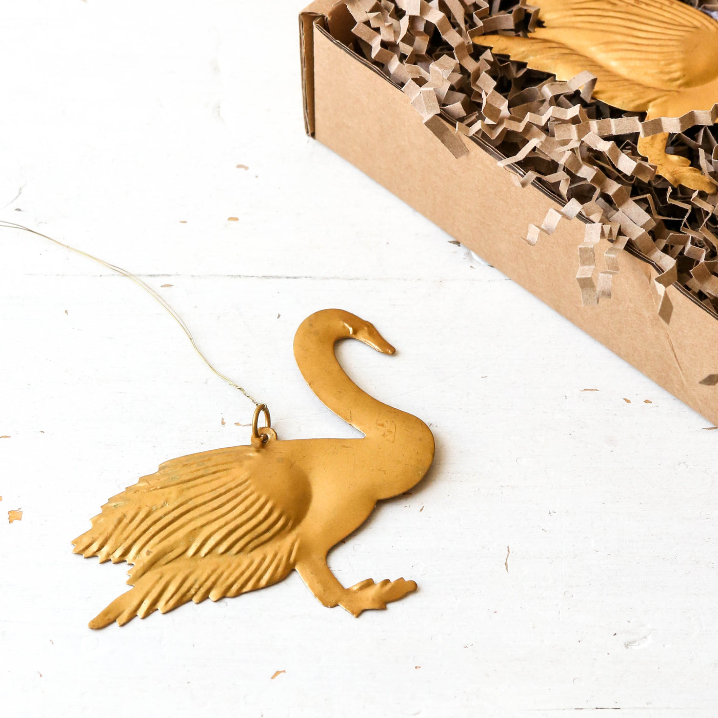 Hanging Swan Decoration - Antique Brass