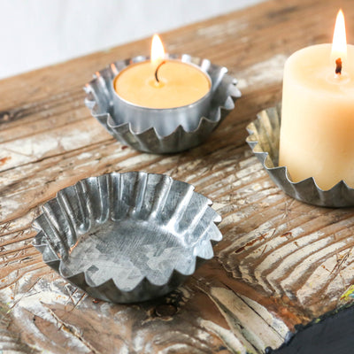 Brioche Tin Zinc Candle Holder - Tealight