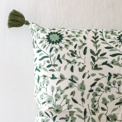 Kollam Block Printed Cushion Cover - Jade 50cm