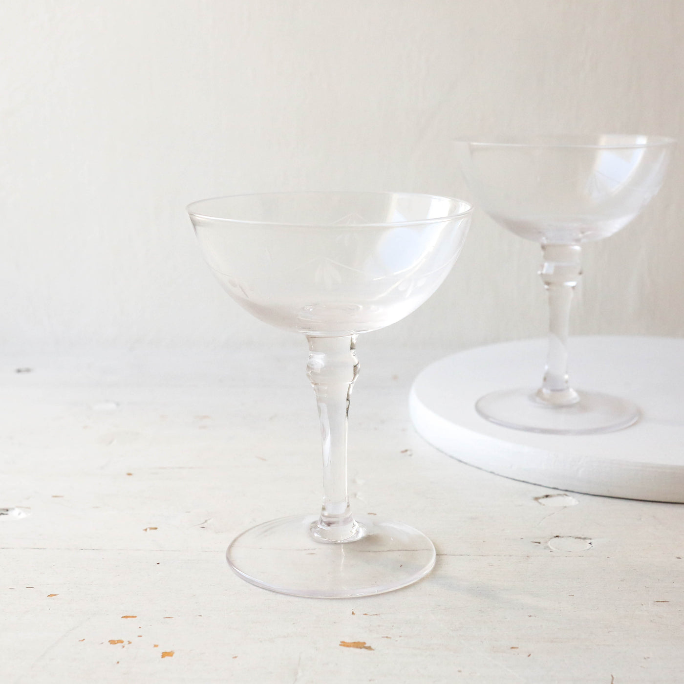 Etched Vintage Style Champagne Saucer