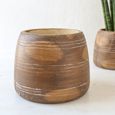 Stripe Earthenware Plant Pot - Medium