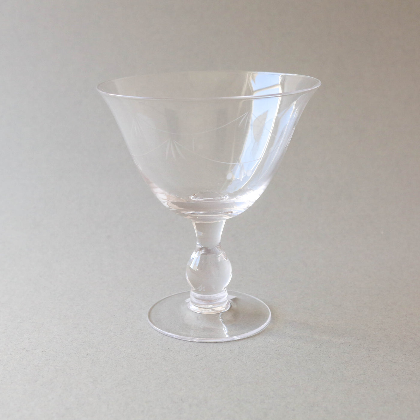 Etched Vintage Style Dessert Glass