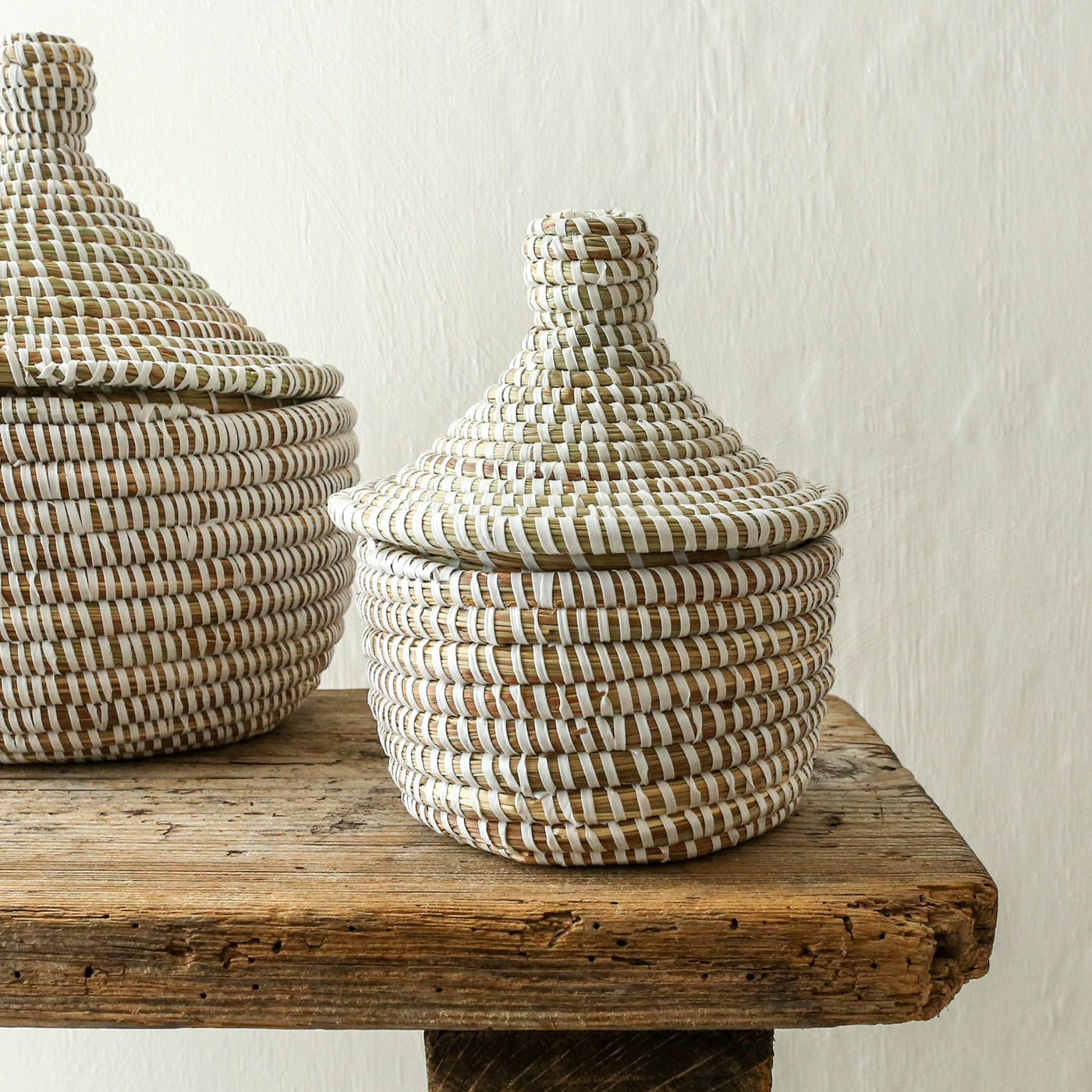 SALE Sene Lidded Basket - Small White