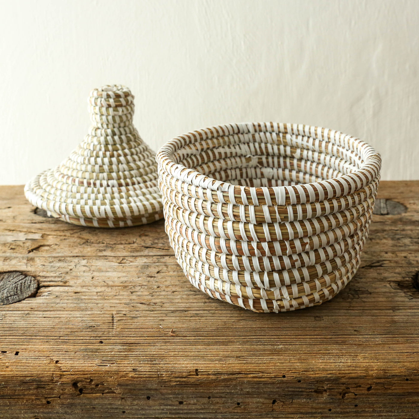 SALE Sene Lidded Basket - Small White
