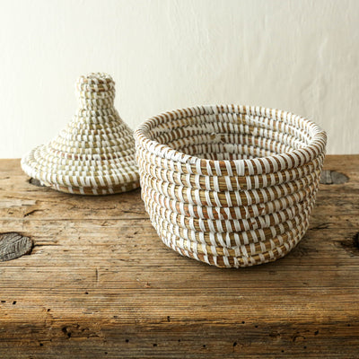 SALE Sene Lidded Basket - Small White