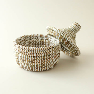 SALE Sene Lidded Basket - Small White