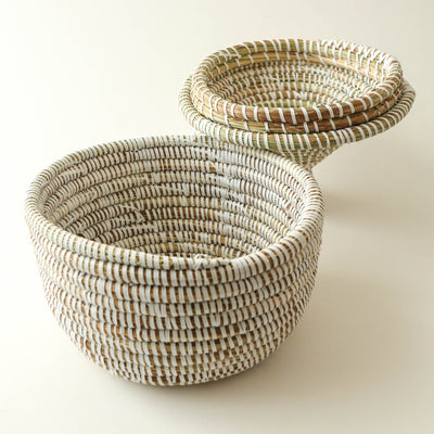 Sene Lidded Basket - Medium White