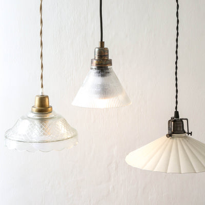 Fluted Pendant Lamp 'Anita' - Antique White