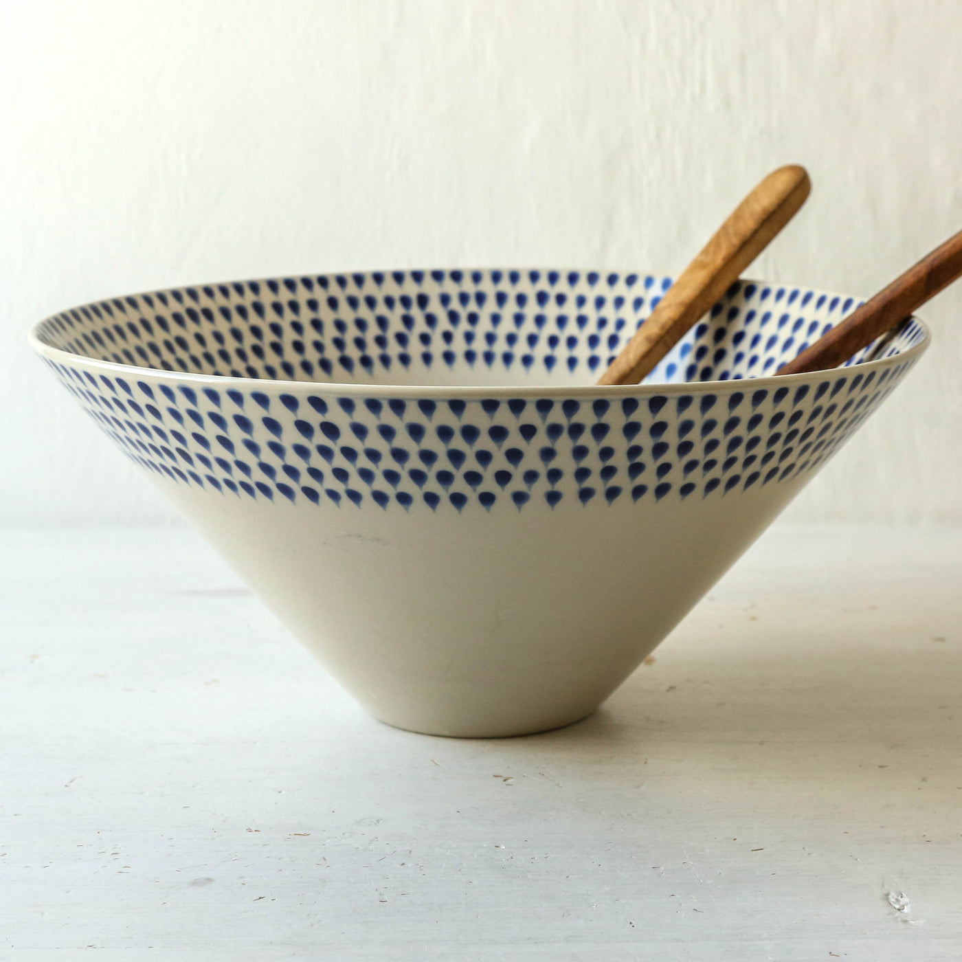 Indigo Drop Large Serving Bowl