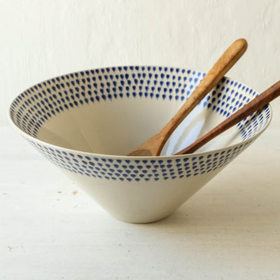 Indigo Drop Large Serving Bowl