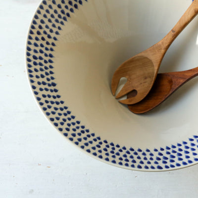 Indigo Drop Large Serving Bowl