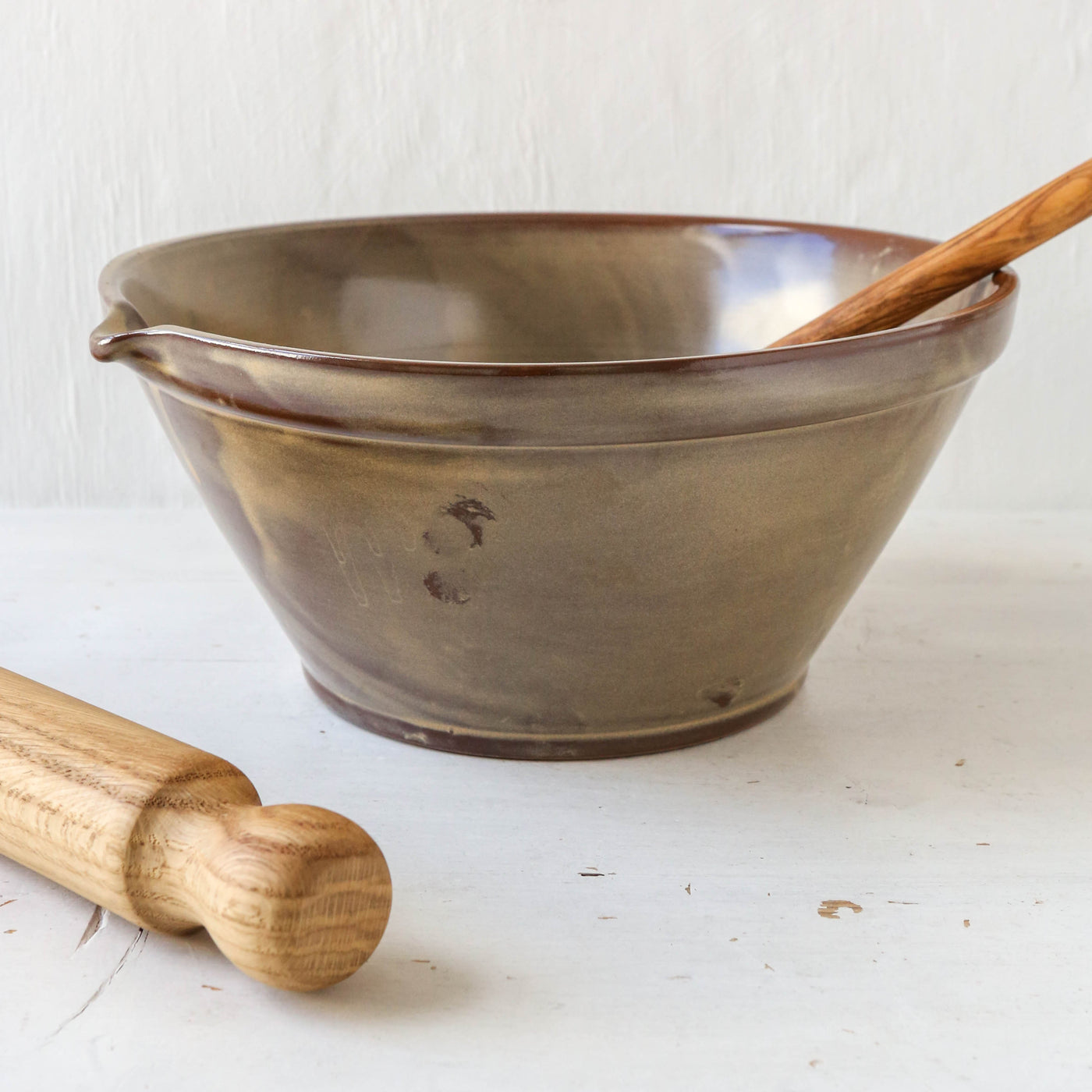 Lani Rustic Brown Stoneware Baking Bowl