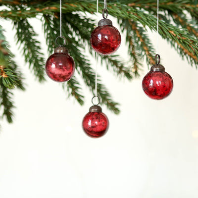3cm Pebbled Glass Baubles, set of 4 - Rhododendron