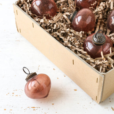5cm Onion Shaped Glass Bauble - Faded Rose
