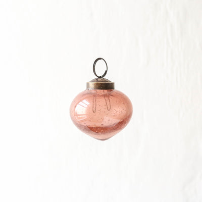 5cm Onion Shaped Glass Bauble - Faded Rose