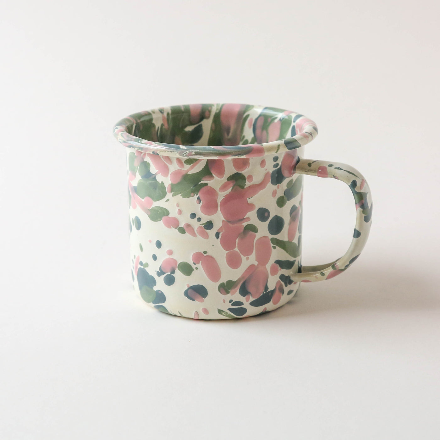 Catalina Splatter Enamel 12oz Enamel Mug - Mint Hibiscus