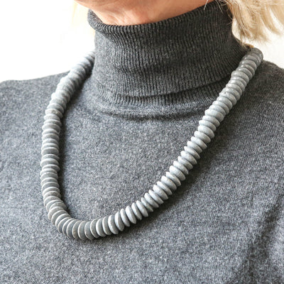 Glass Ashanti Saucer Beads - 14mm Grey