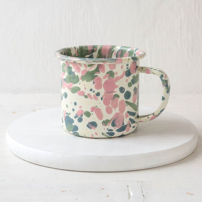 Catalina Splatter Enamel 12oz Enamel Mug - Mint Hibiscus