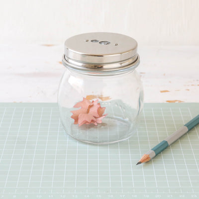 Glass Jar with Pencil Sharpener