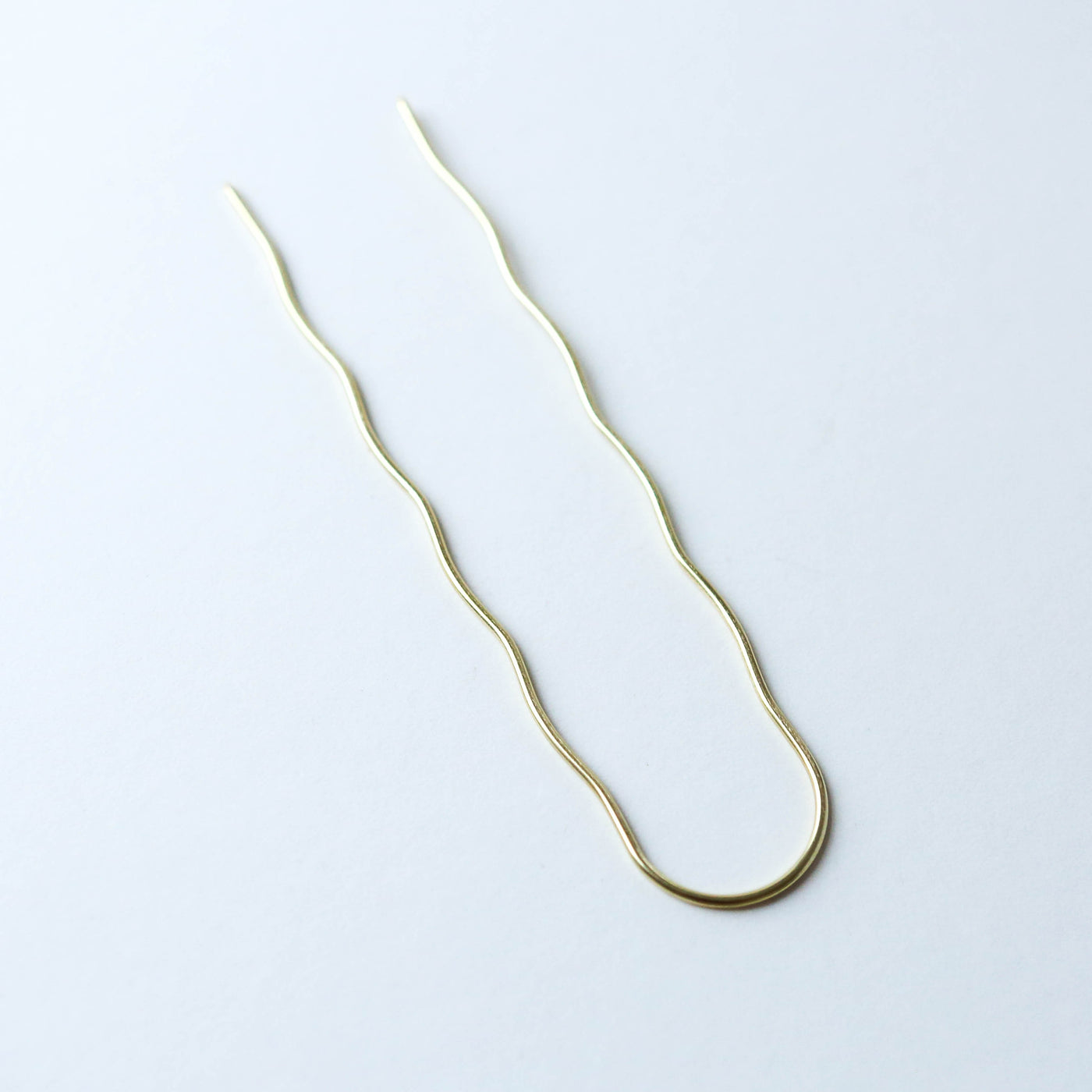 'Lizzie' Minimal Brass Hair Pin - Wavy