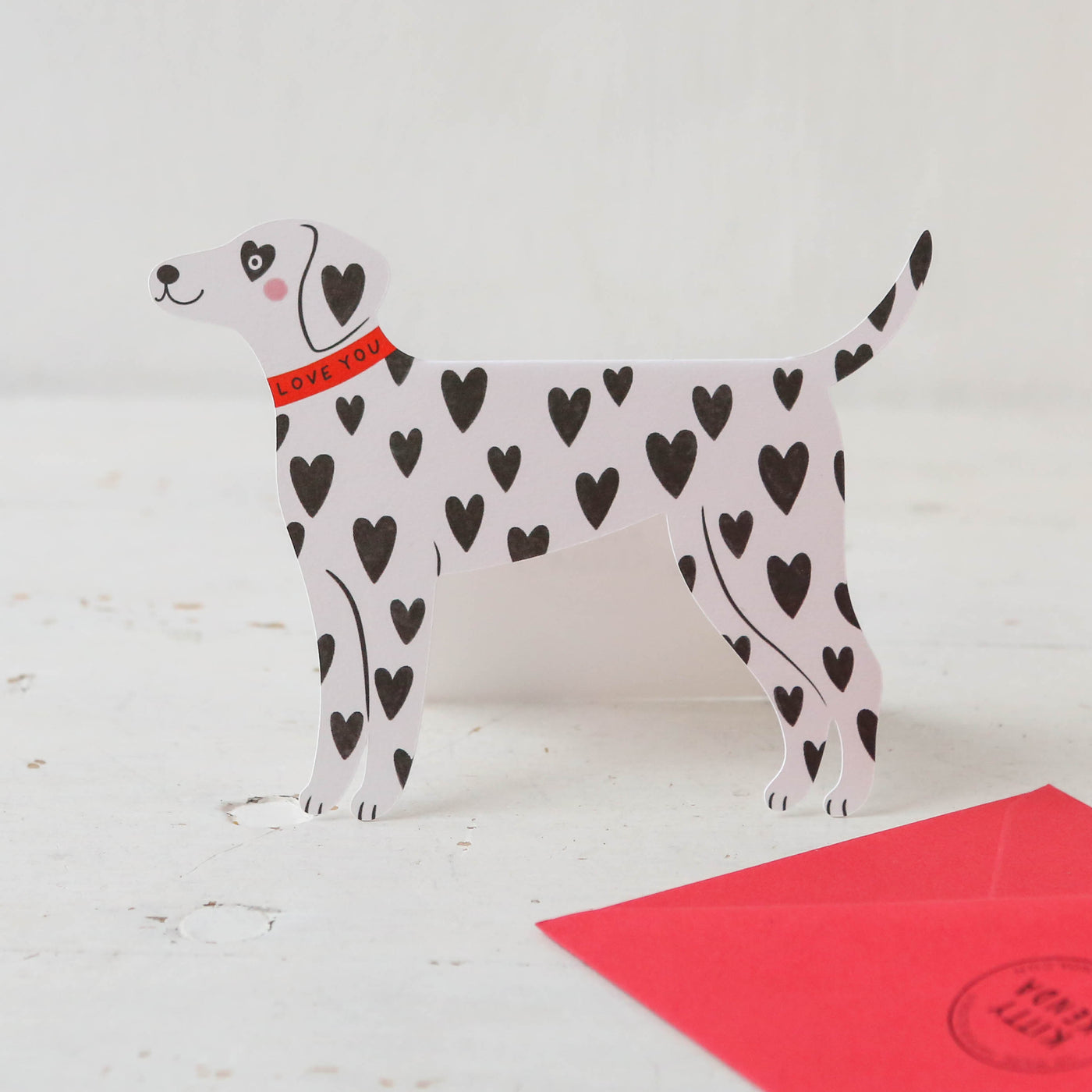 Loveheart Dalmatian Shaped Valentine Card