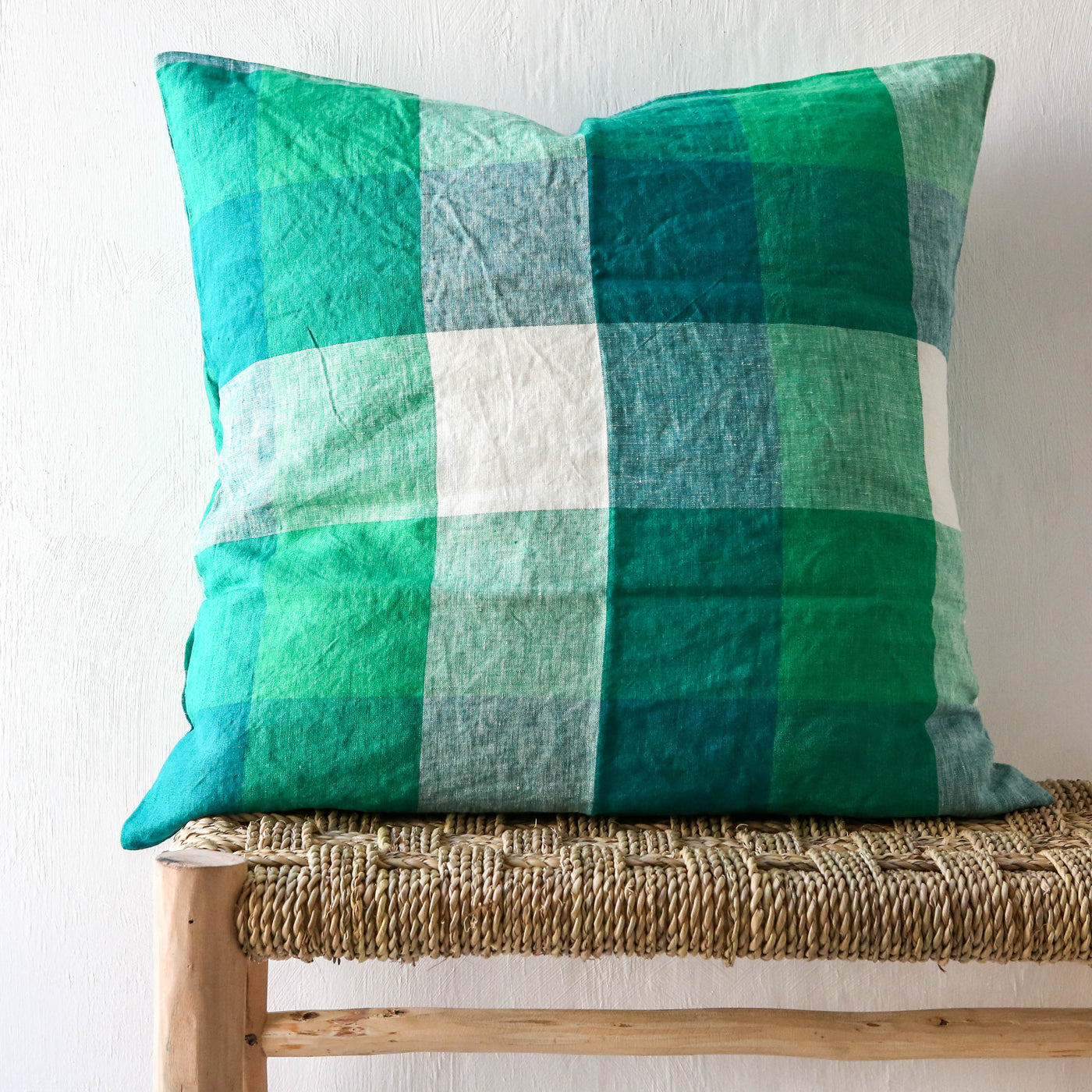 'Apple Check' Linen Cushion Cover