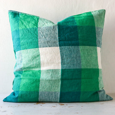 'Apple Check' Linen Cushion Cover