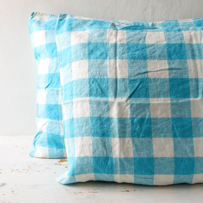 Pair of Linen Pillowcases - Amalfi Gingham