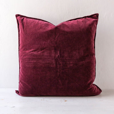 Cotton Velvet Cushion Cover - Aubergine