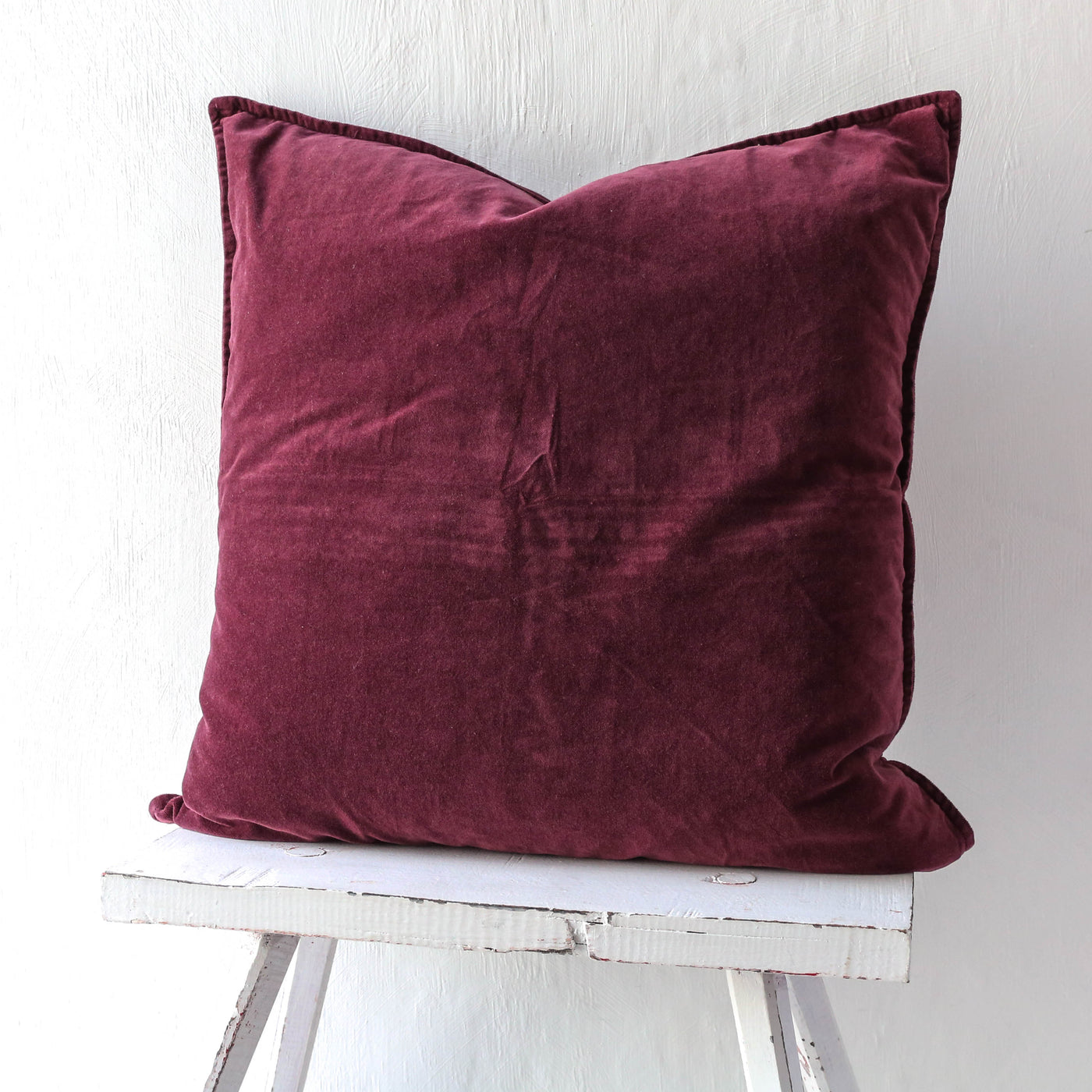 Cotton Velvet Cushion Cover - Aubergine